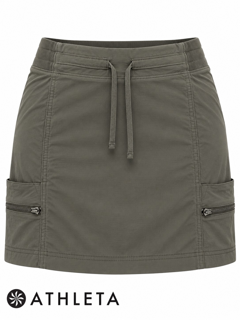 Athleta Trekkie Skort Womens 0 Green Ripstop Cargo Zip Hike Trail Travel Golf